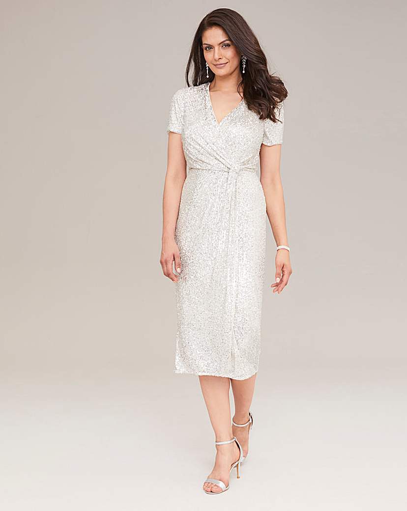 Joanna Hope Sequin Wrap Midi Dress