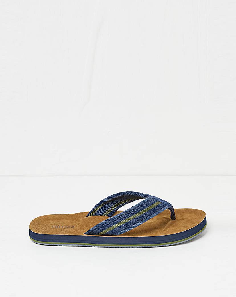 New In - FatFace Burcott Flip Flop - Tan/Blue