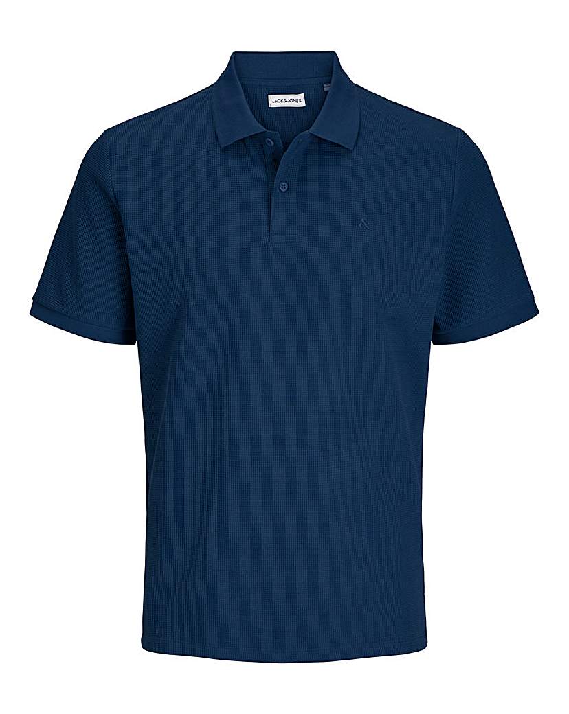Jack & Jones Austin Waffle Polo - Navy
