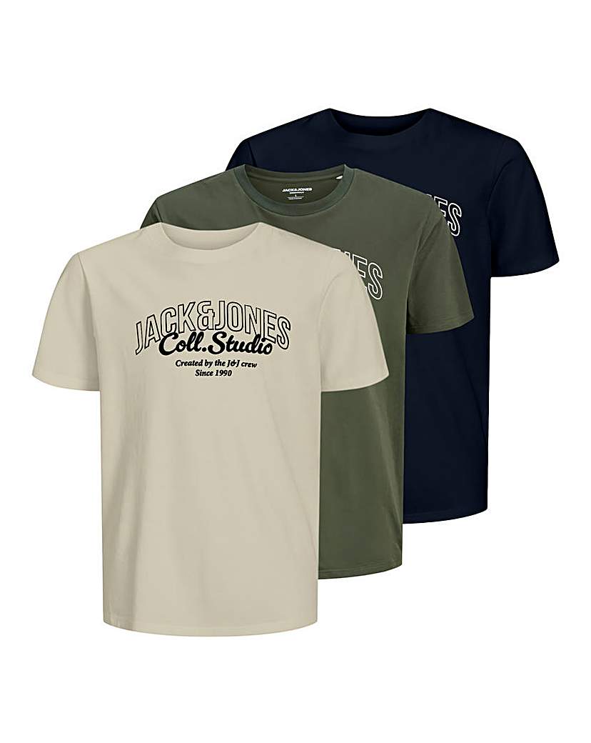 Jack & Jones Makoto Logo T-Shirt 3 Pack