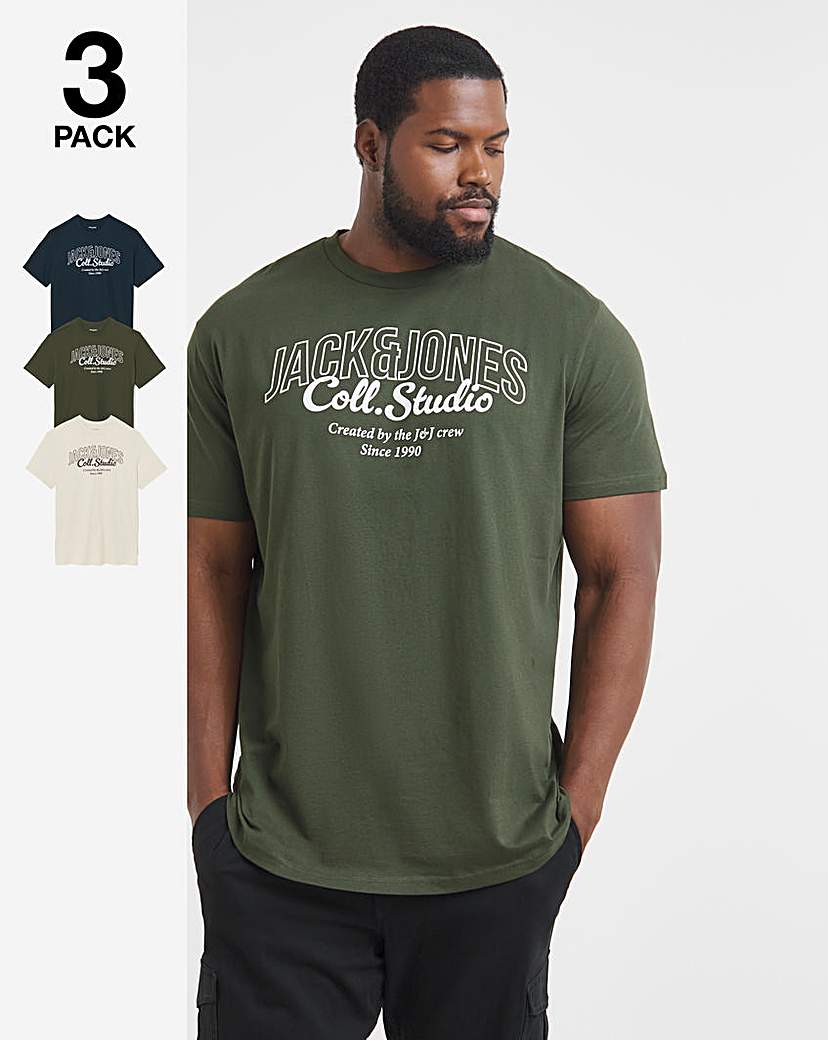 Jack & Jones Makoto Logo T-Shirt 3 Pack