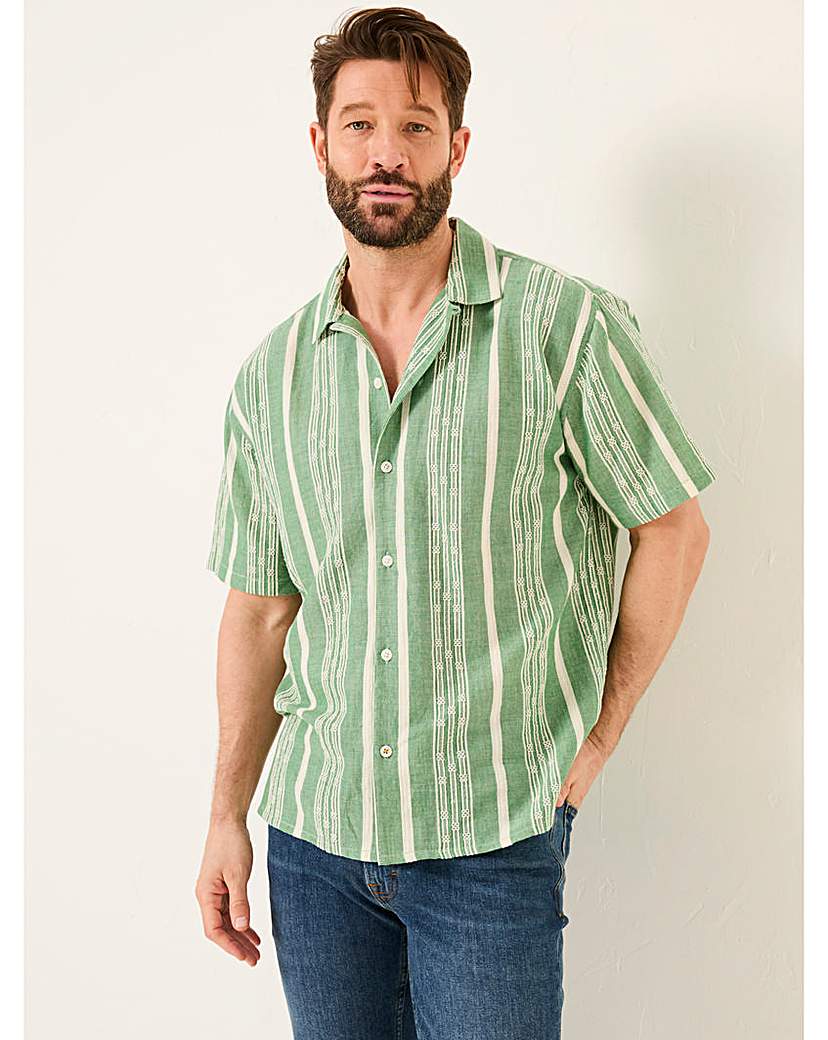 New In - FatFace Embroided Stripe Shirt - Green