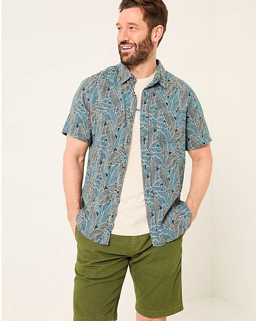 New In - FatFace Leaf Print Shirt - Teal