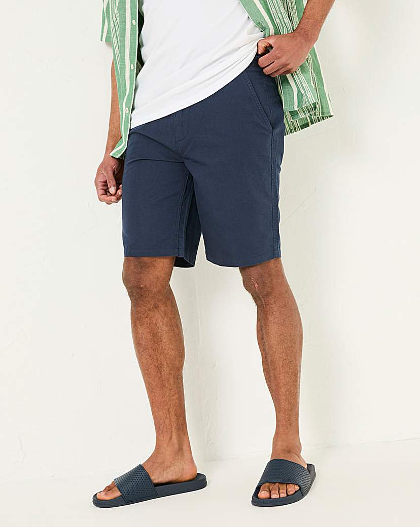 New In - FatFace Mawes Cotton Linen Shorts - Navy