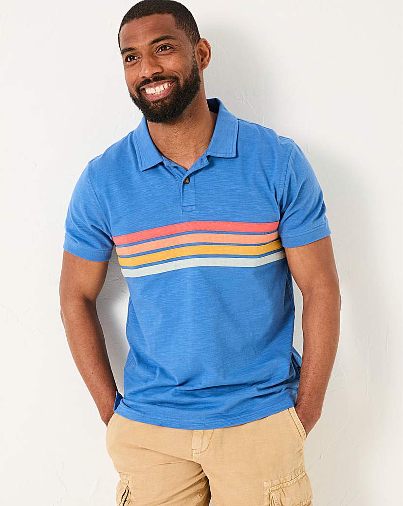 New In - FatFace Chest Stripe Polo - Blue