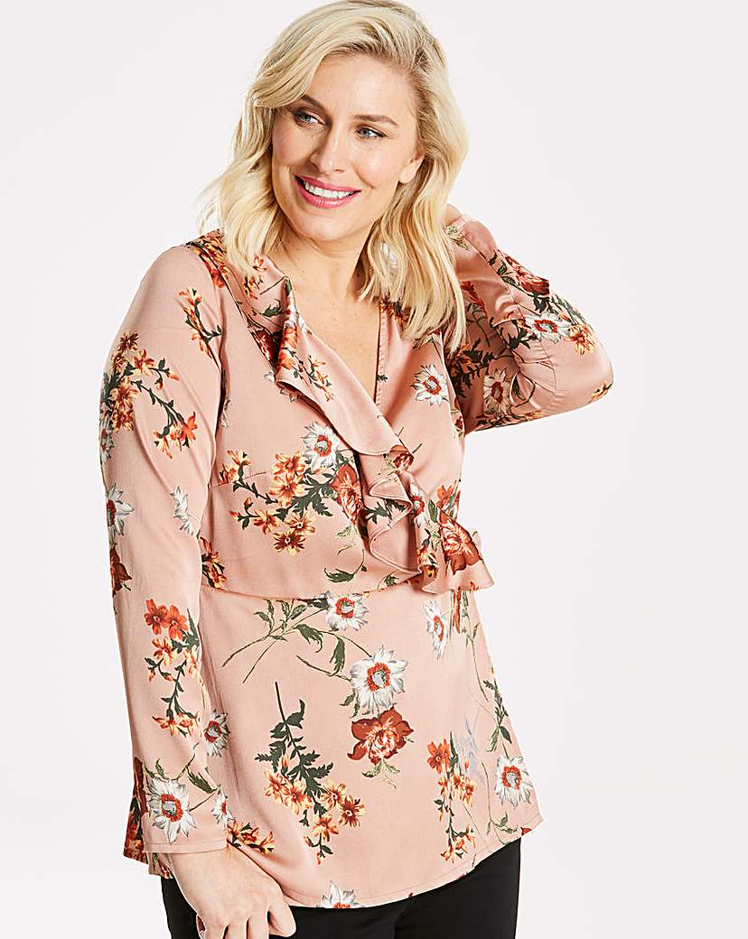 Image of Lovedrobe Printed Wrap Top With Ruffle