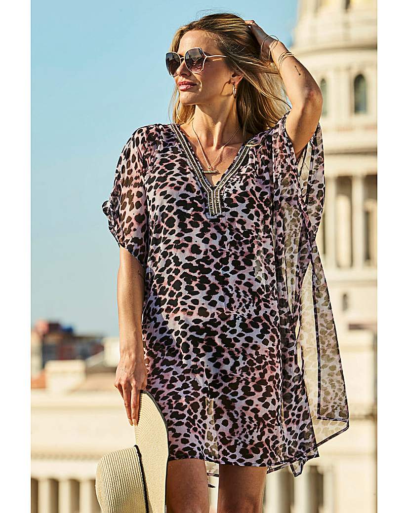 Sosandar Leopard Print Kaftan