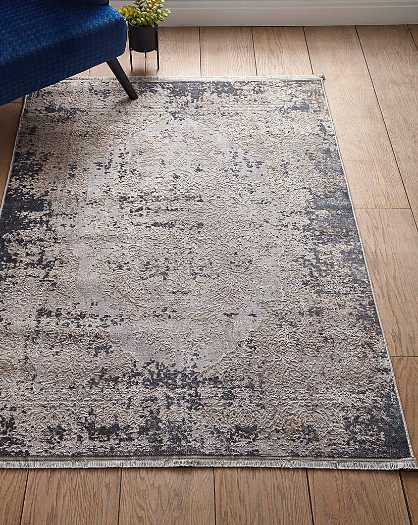 Vintage Medallion Fringe Woven Rug