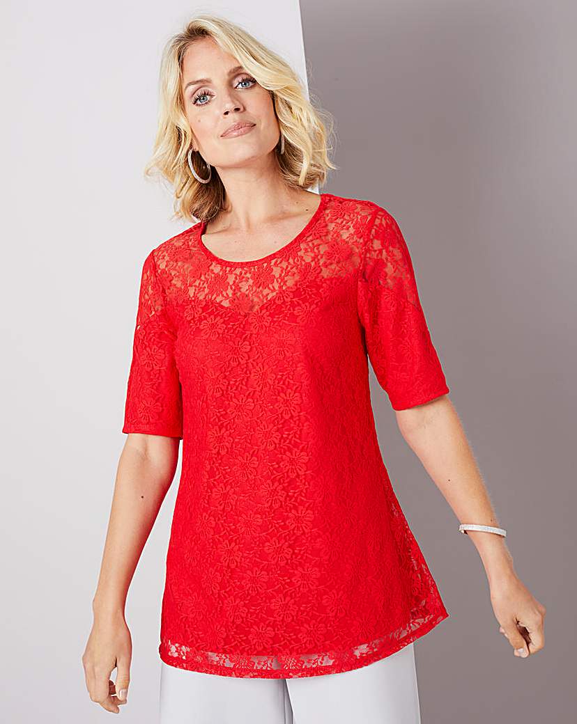 Image of Julipa Red Lace Swing Top