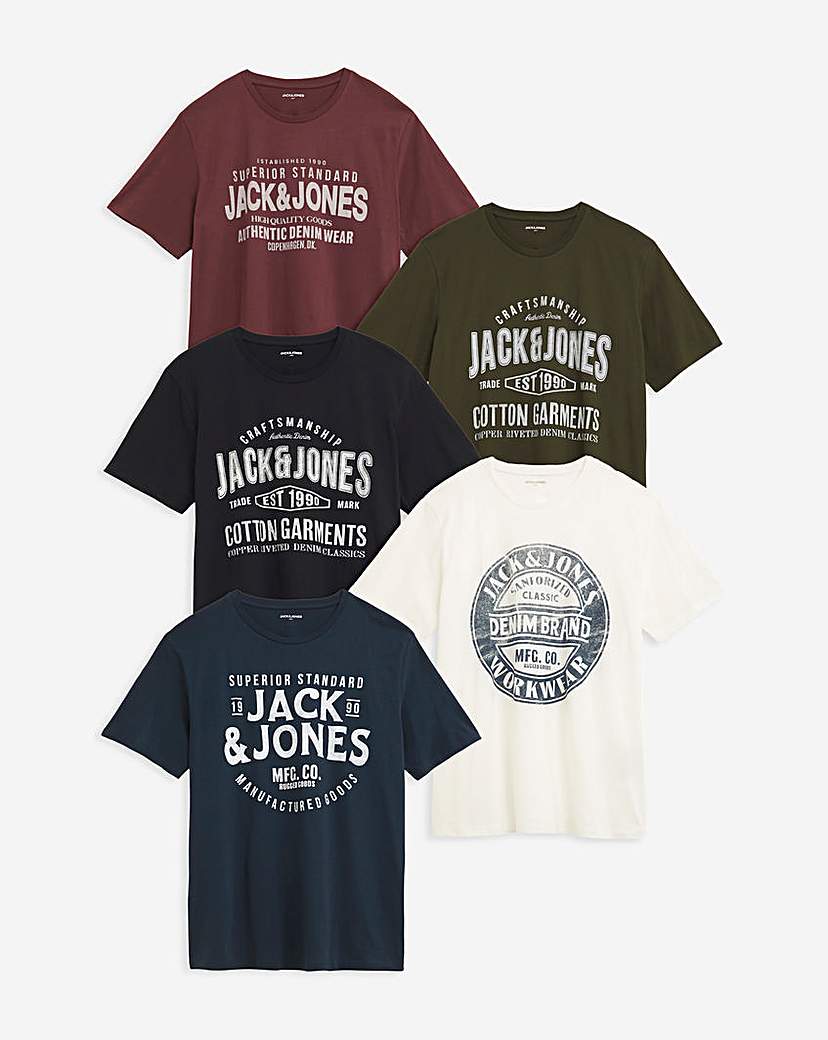 Jack & Jones Jeans 5 Pack T-Shirt