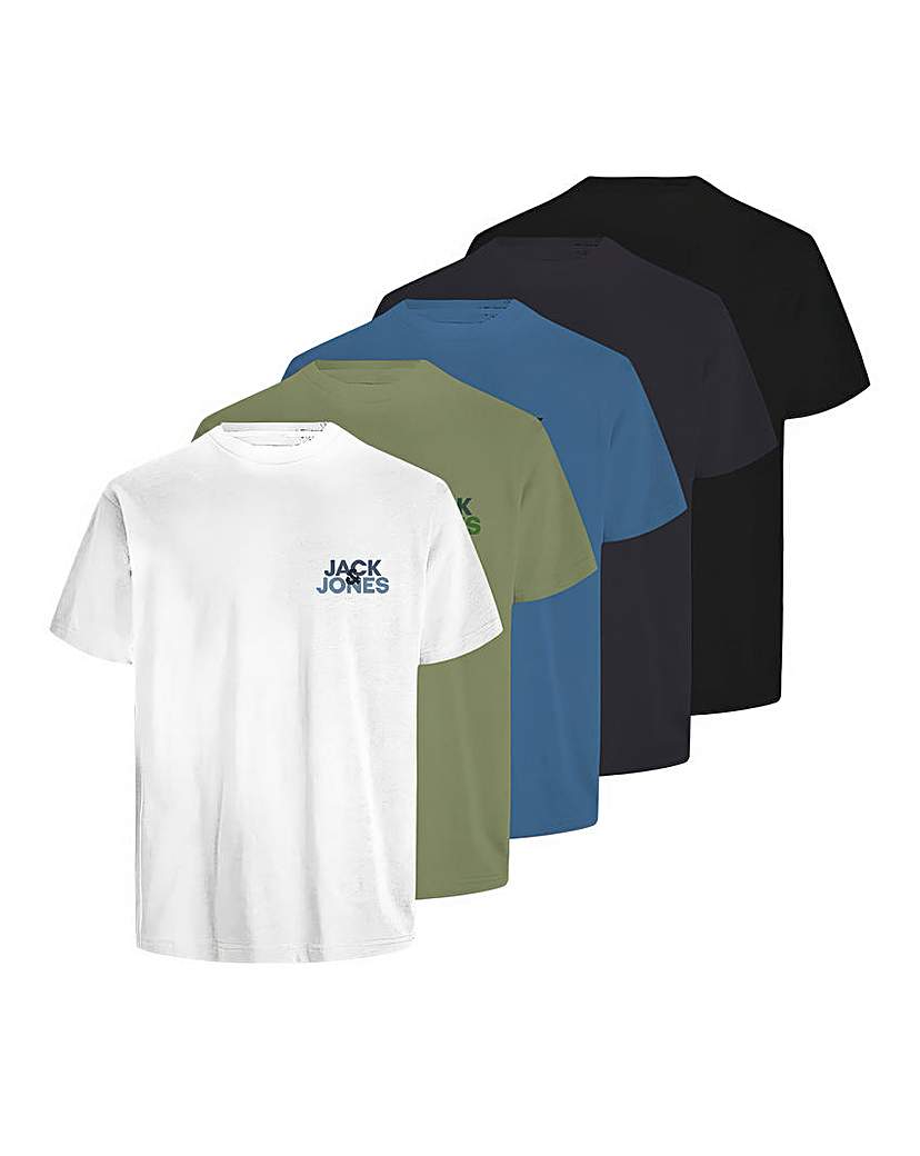 Jack & Jones 5 Pack Crew Neck T-Shirt