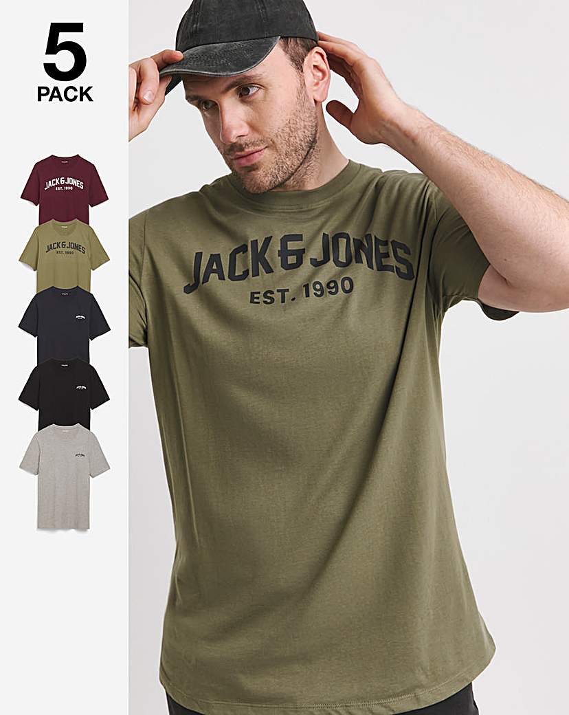 Jack & Jones Josh 5 Pack Crew Neck