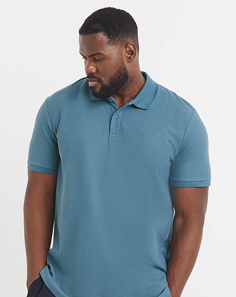 Jack & Jones Austin Waffle Polo - Blue