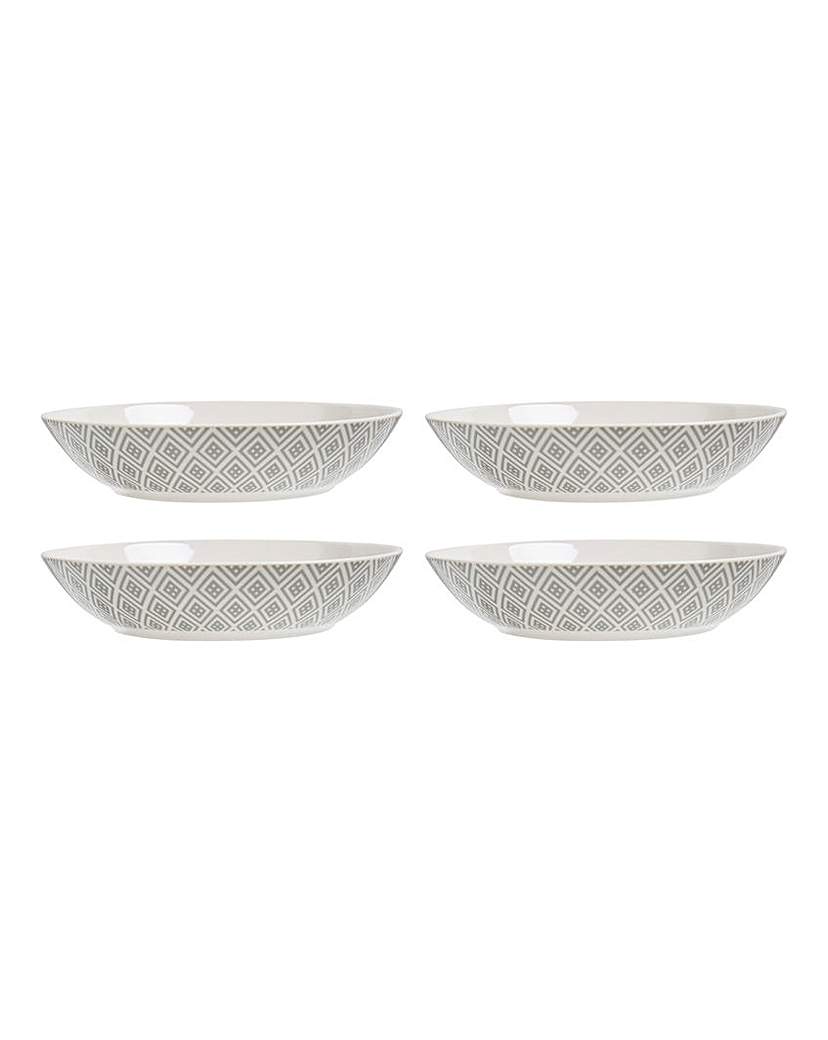Grey Geo Set of 4 Pasta Bowls