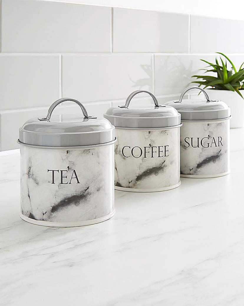 Marble Set of 3 Canisters