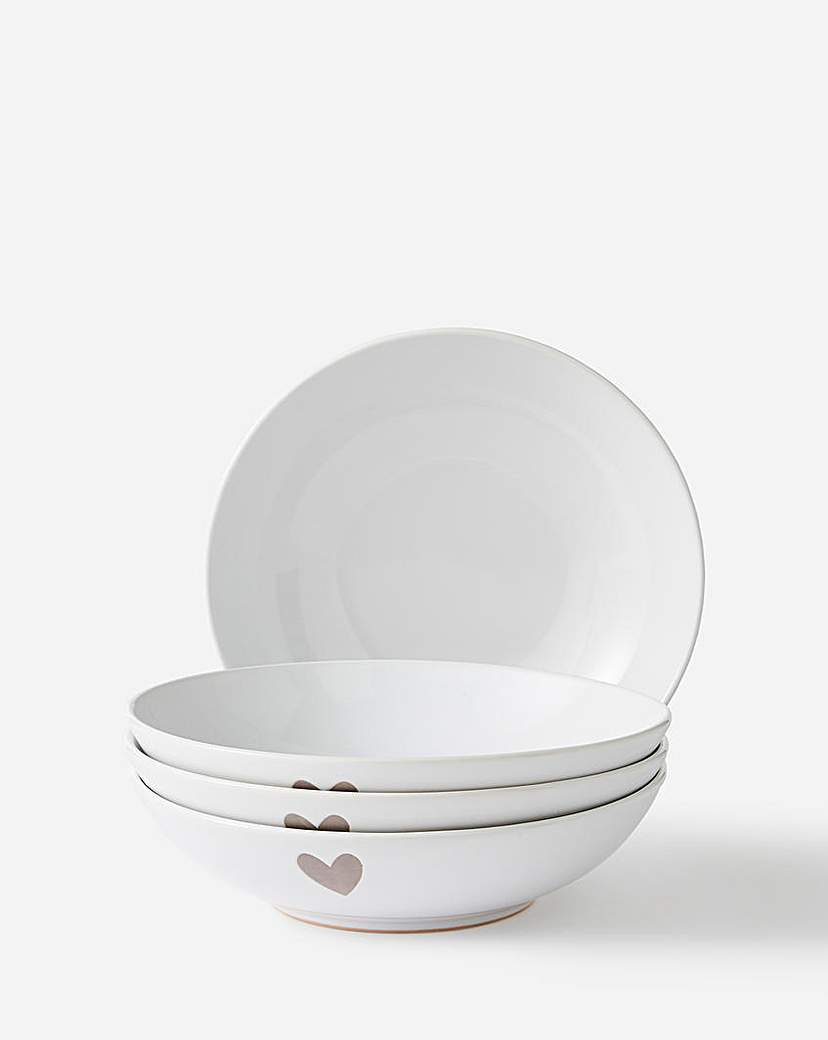 Image of Cosy Heart Set of Four Pasta Bowls