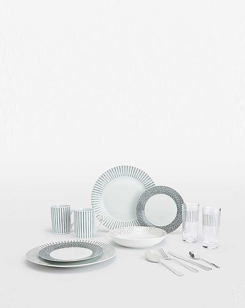 36 Piece Grey Starter Dinner Set