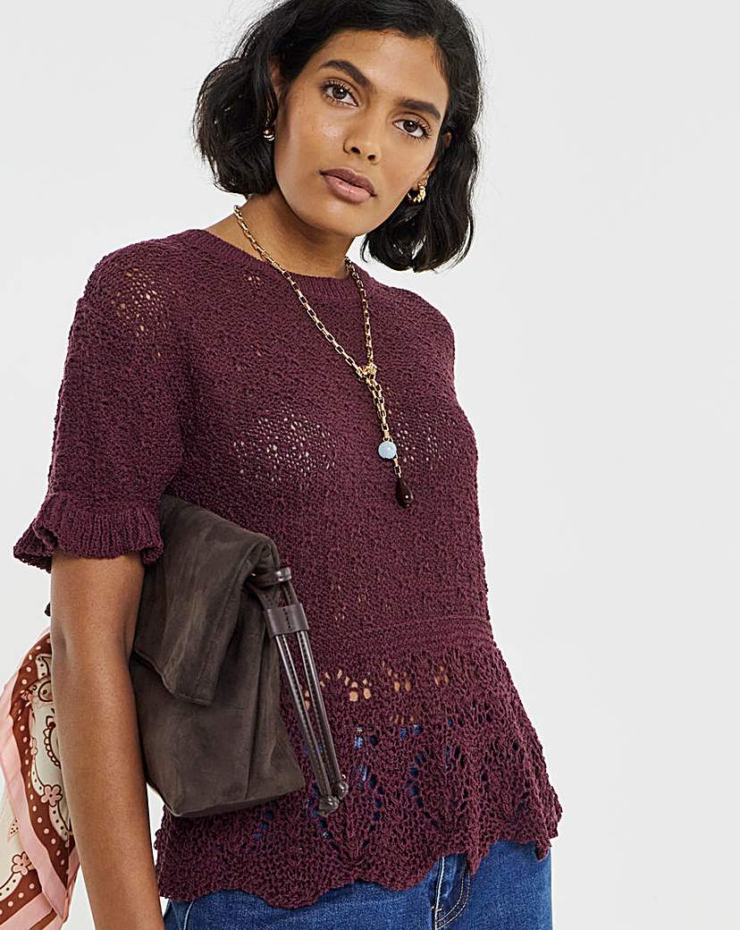 Peplum Stitch Detail SS Knit