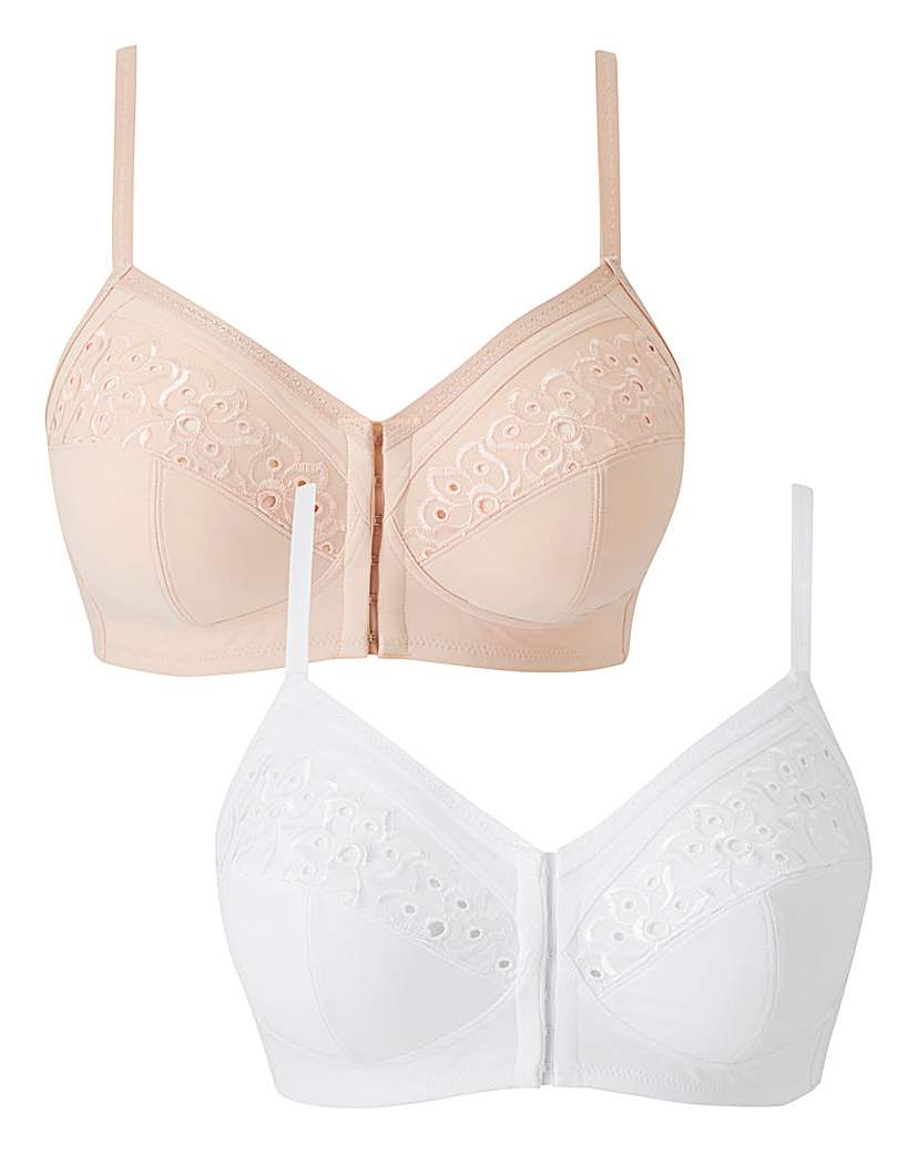 Image of 2Pk Rose Blush/Wht Front Fastening Bras