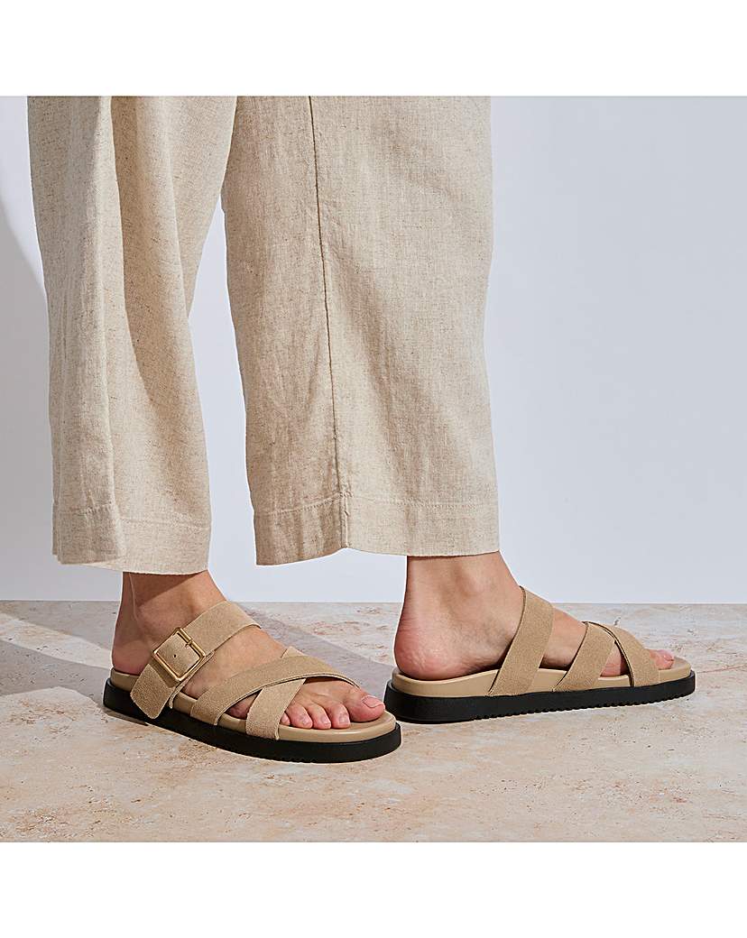totes Ladies Suede Cross Strap Sandal