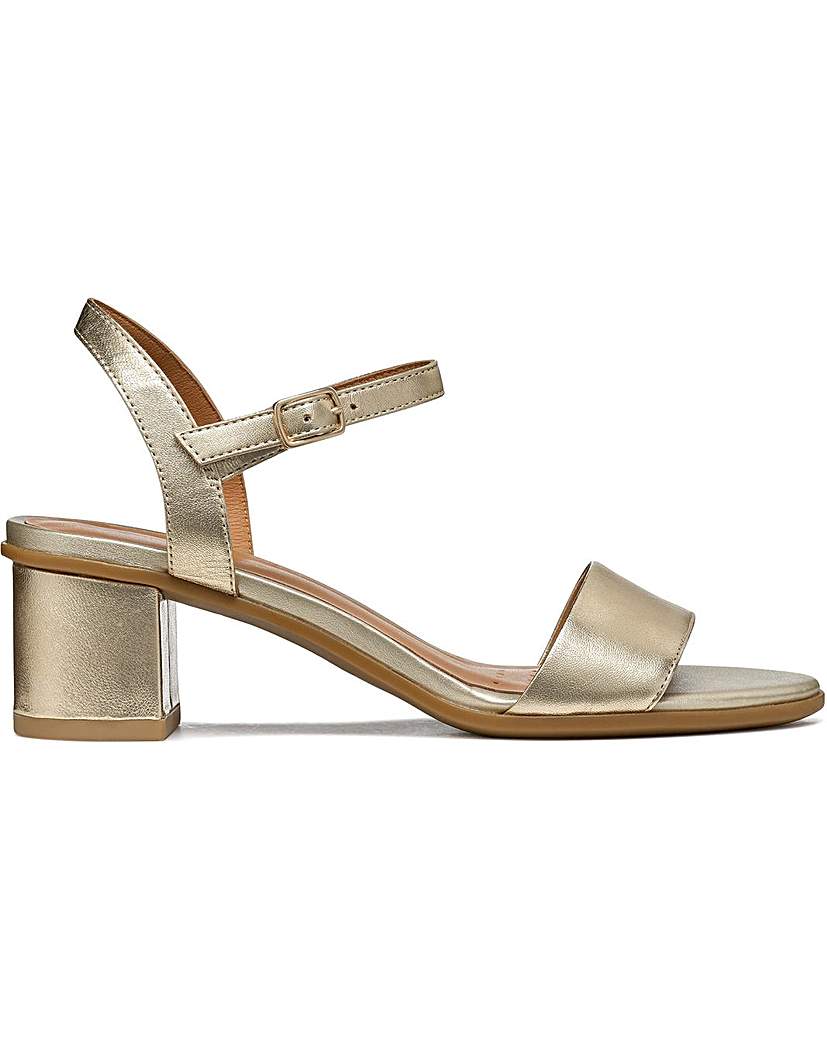 Geox D Aurely 50 Women's Suede Heeled Sandals Gold Size 7 - Image 2