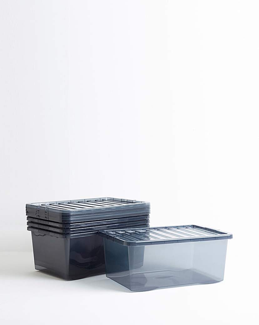 Wham Crystal 45L Grey Box And Lid 5pk