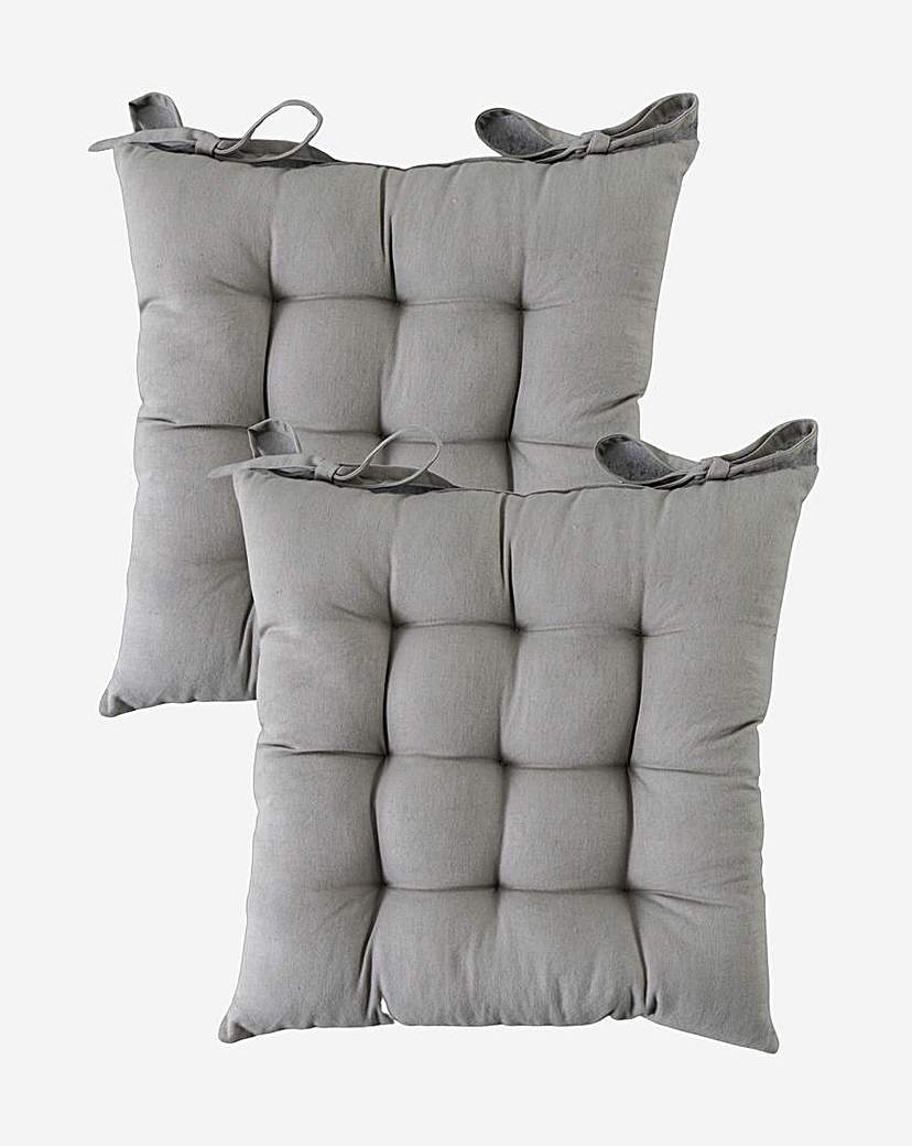 Cotton Crinkle Set of 2 Grey Seatpads