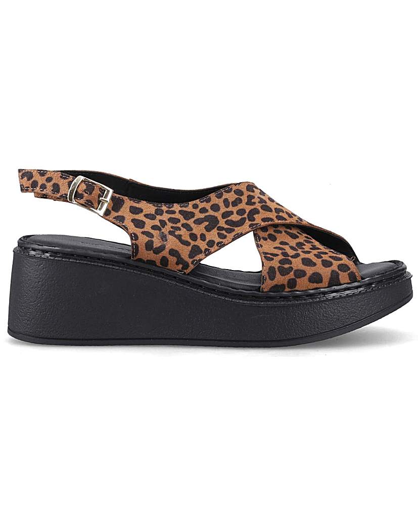 Hush Puppies Women's Leopard Bex Wedge Sandal Size 7