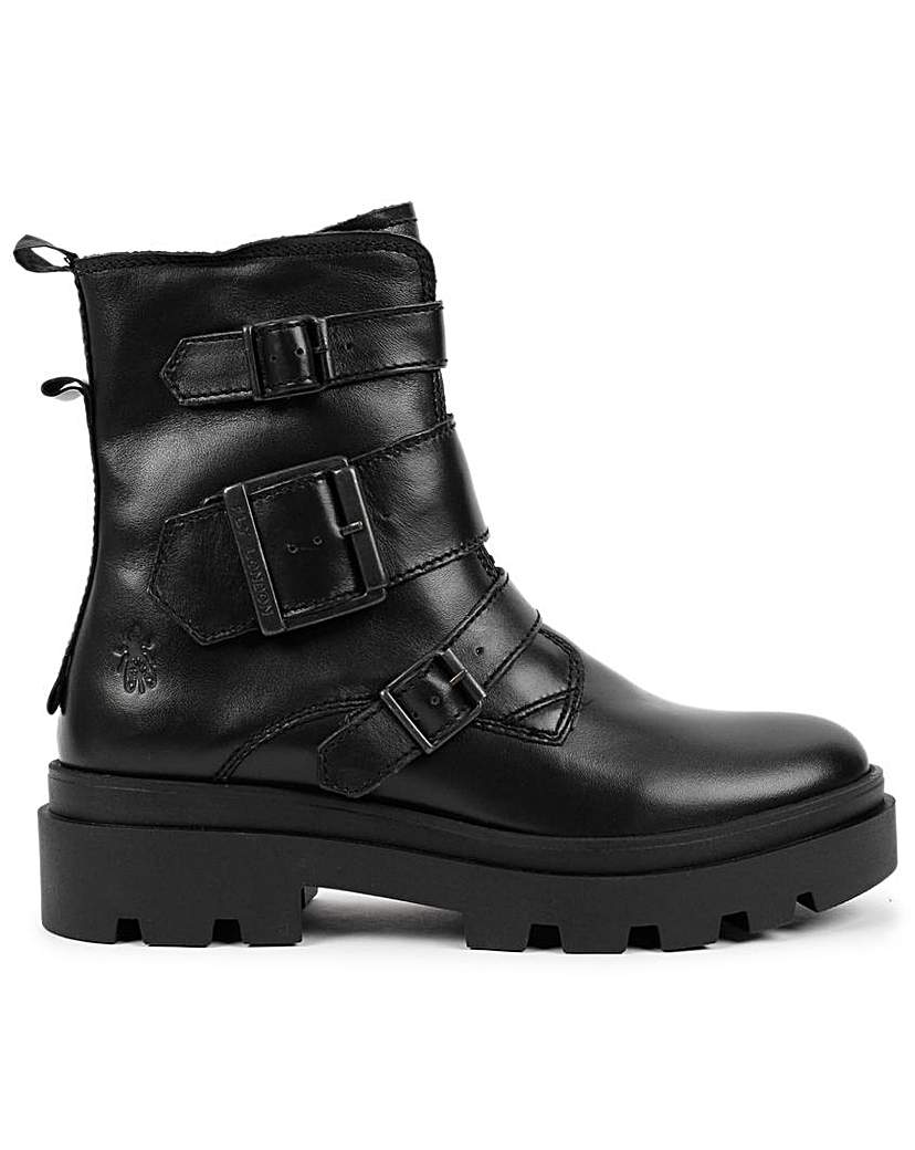 Fly London Jeda Leather Biker Boots Black - FLY London - Size: 37
