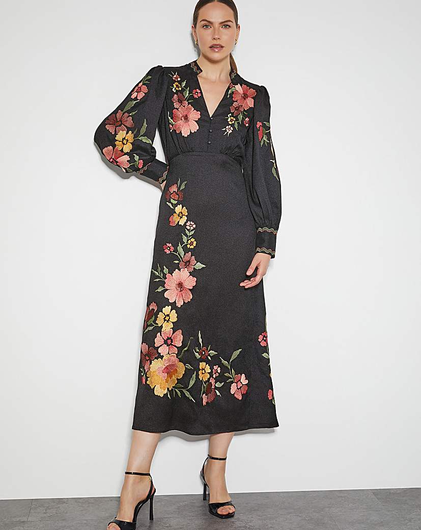 Monsoon Lyra Embroidered Midi Dress