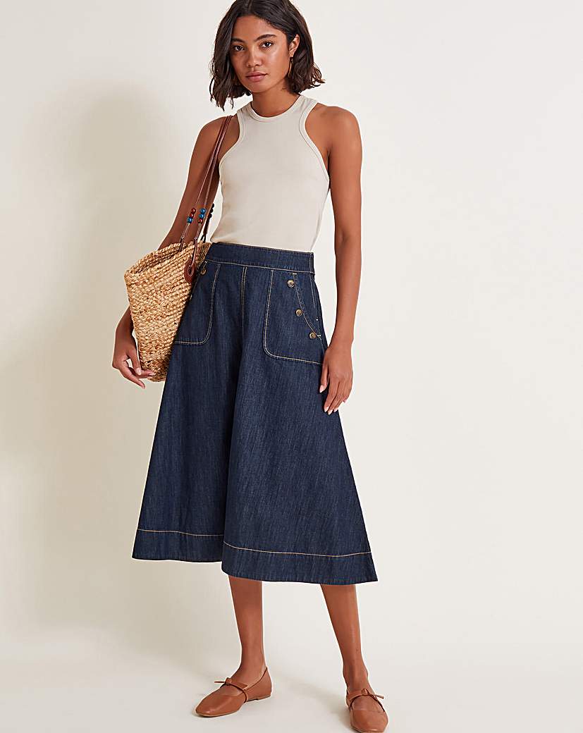 Monsoon Harper A-Line Denim Midi Skirt