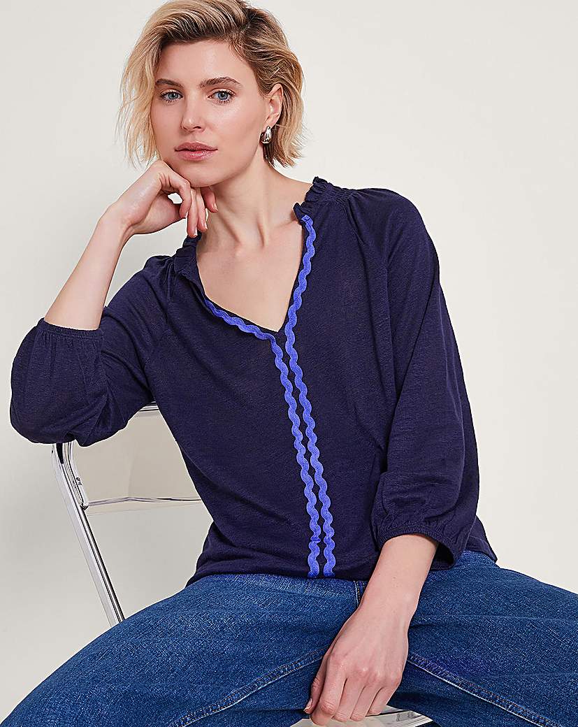 Monsoon Lola Embroidered Linen Top