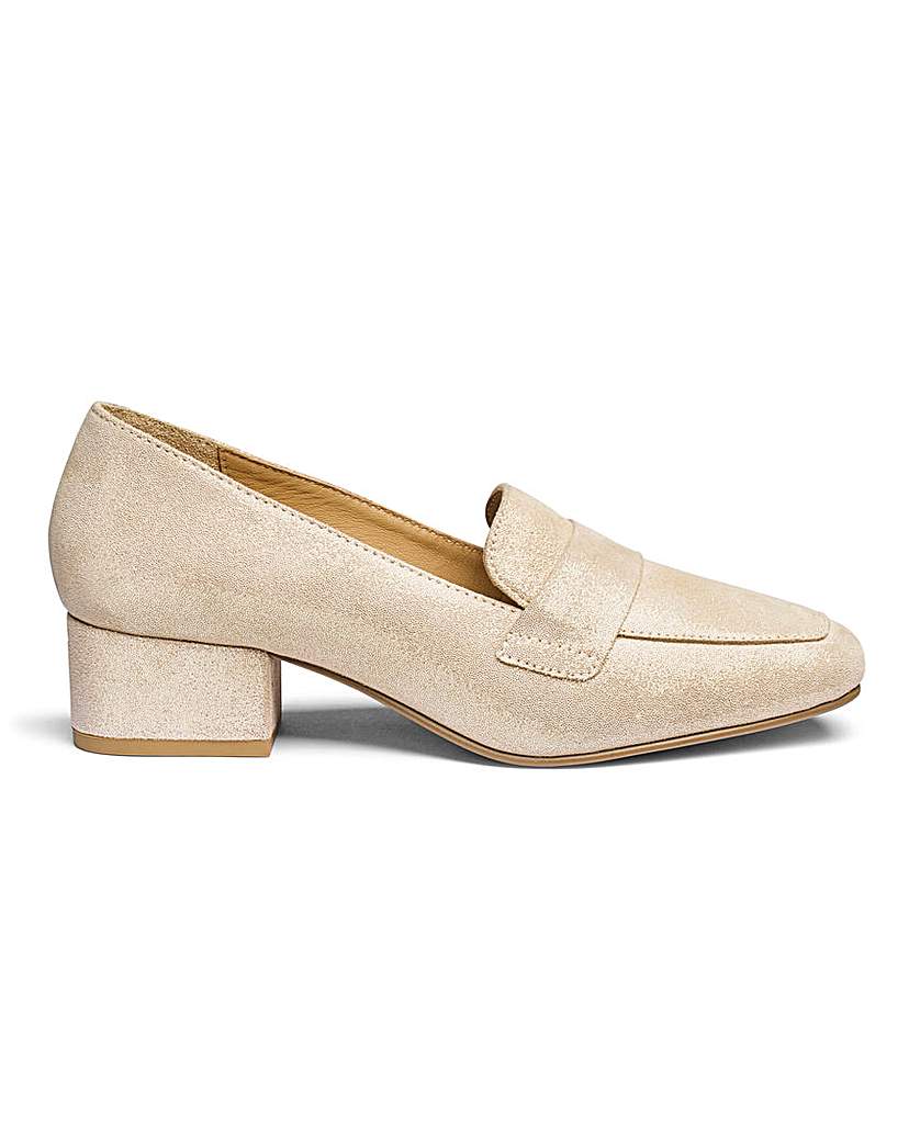 Leather Block Heel Loafers E Fit