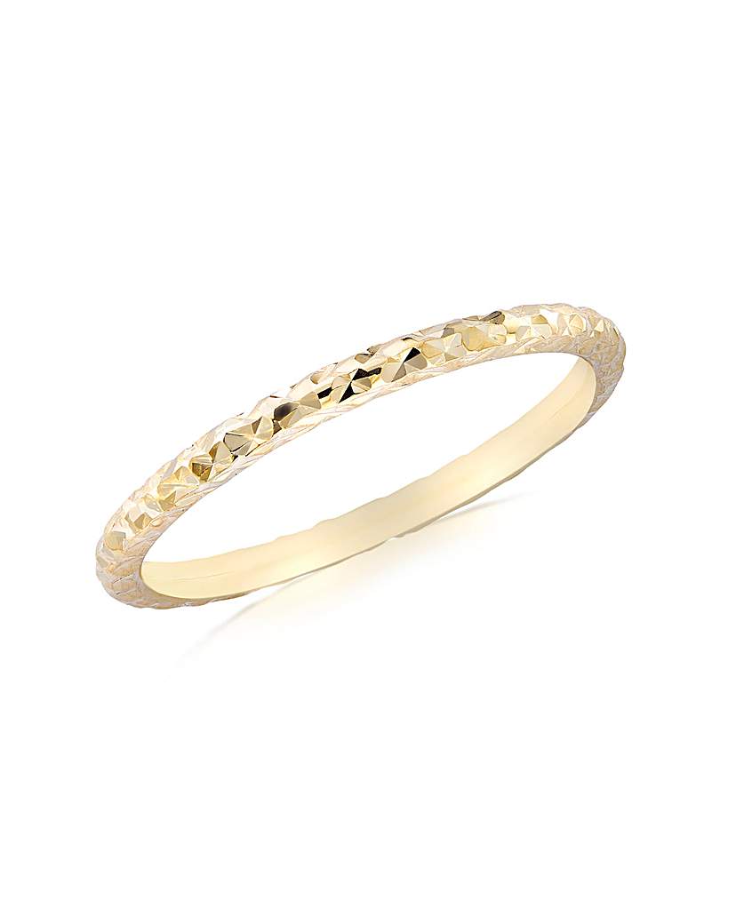 9ct Gold Diamond Cut Slim Band Ring