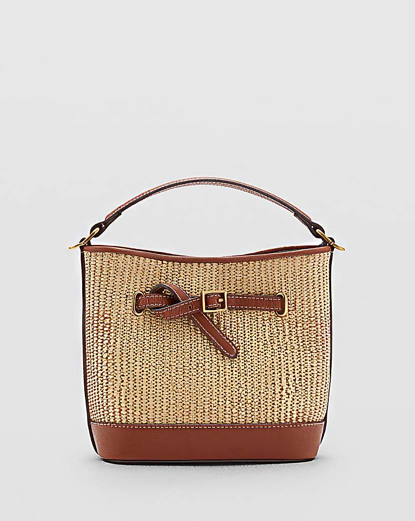 New In - Mango Raffia Bucket Bag - Med Brown