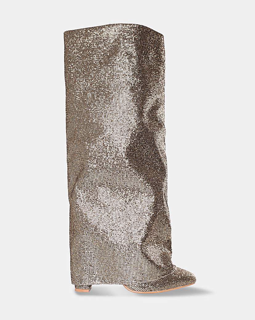 Public Desire Echo Knee High Wide E Fit - Womens - Size 7 - Knee High Boots - Wide Fit Boots 