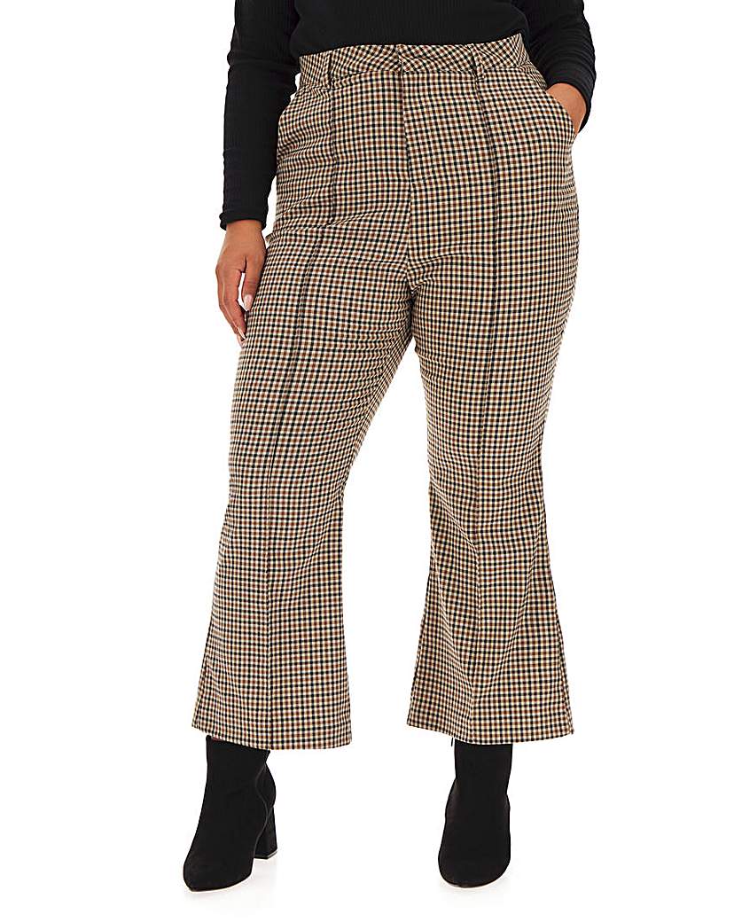 Image of Neon Rose Check Kick Flare Trousers