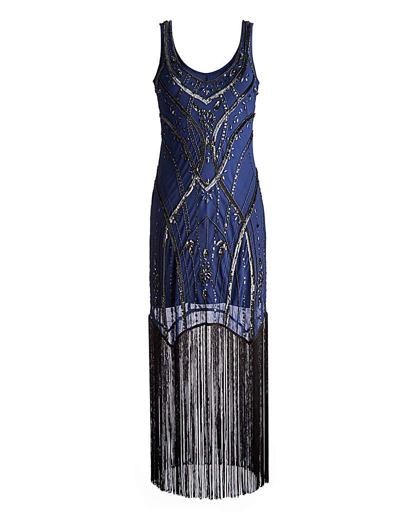 Joanna Hope Sequin Fringe Maxi Dress