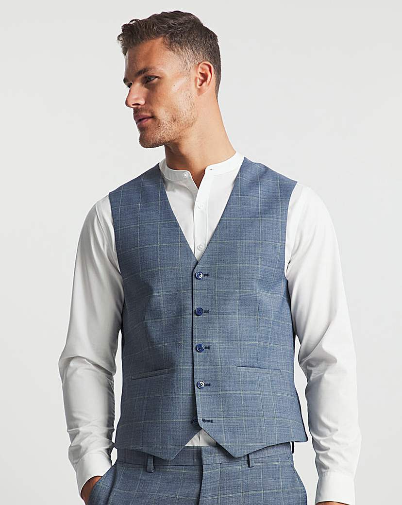 Image of Barry Blue Check Waistcoat