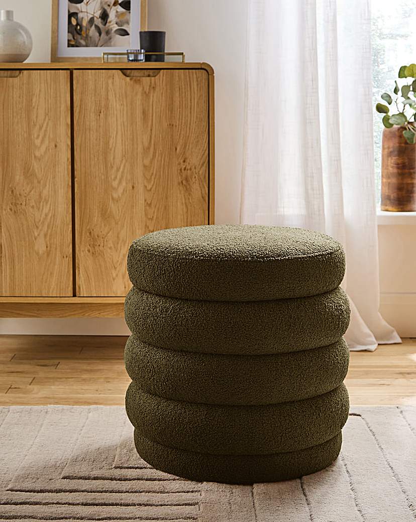 Esme Round Teddy Storage Ottoman - Green