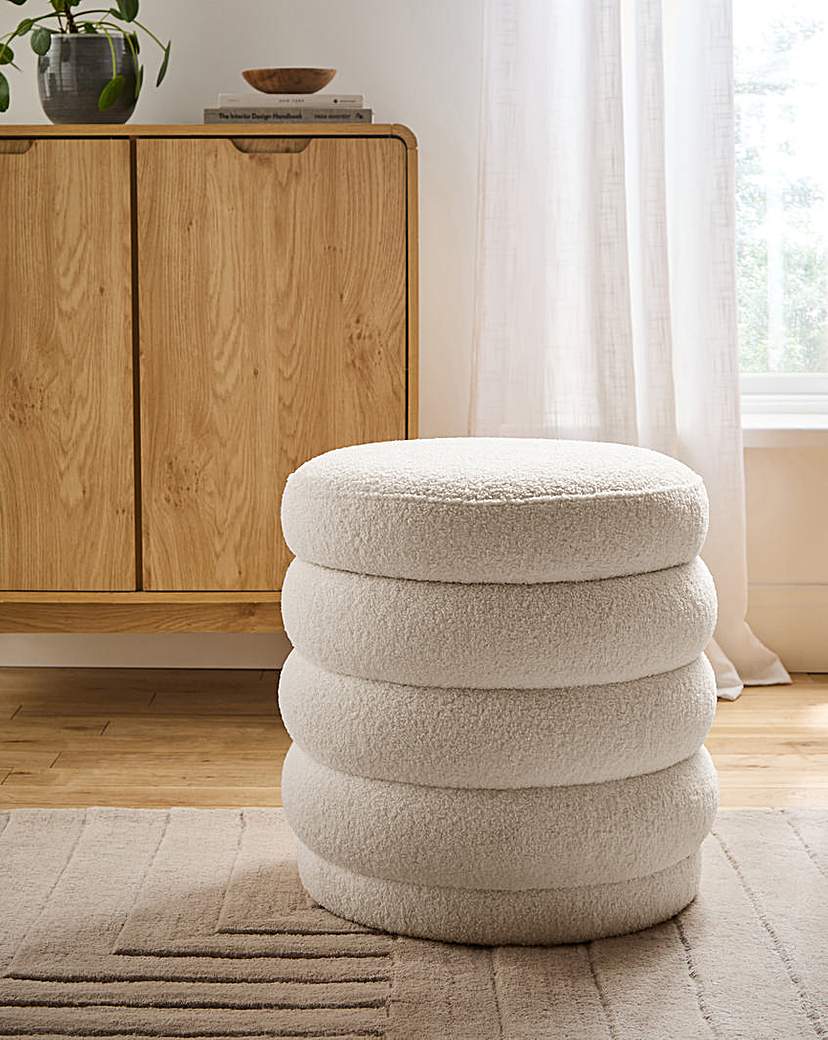 Esme Round Teddy Storage Ottoman - White