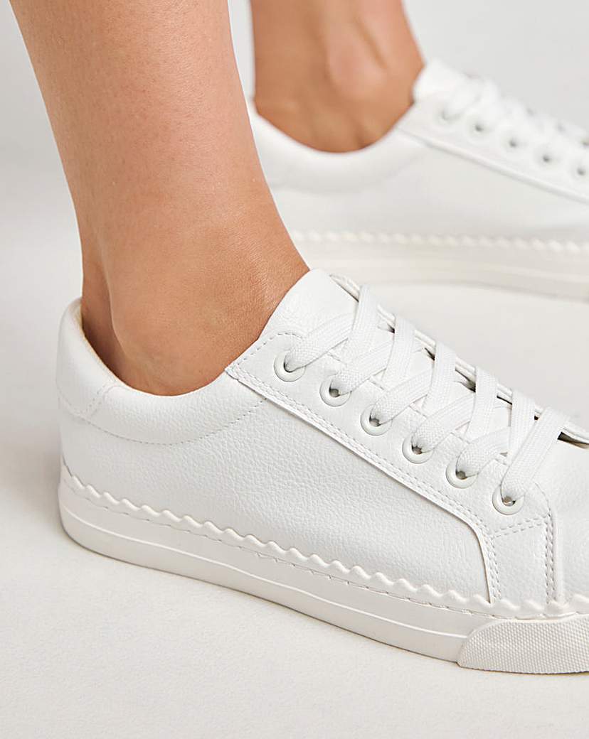 Scalloped Edge Lace Up Trainer Wide Fit