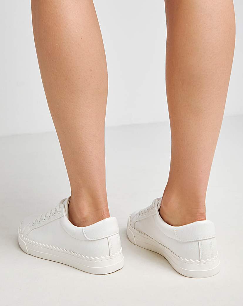 Scalloped Edge Lace Up Trainer Wide Fit