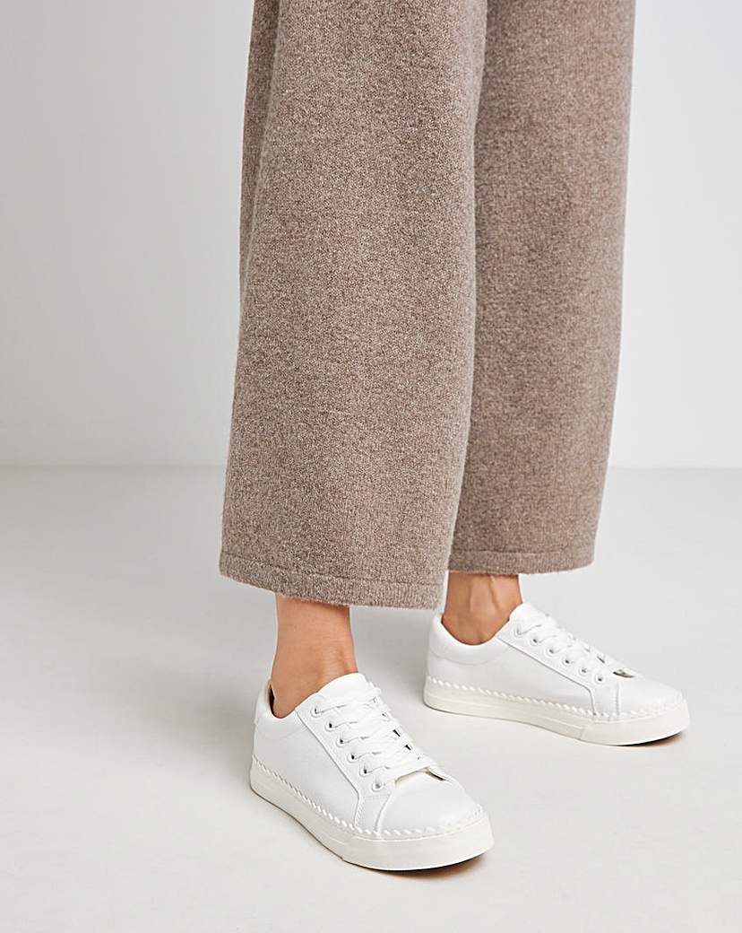 Scalloped Edge Lace Up Trainer Wide Fit