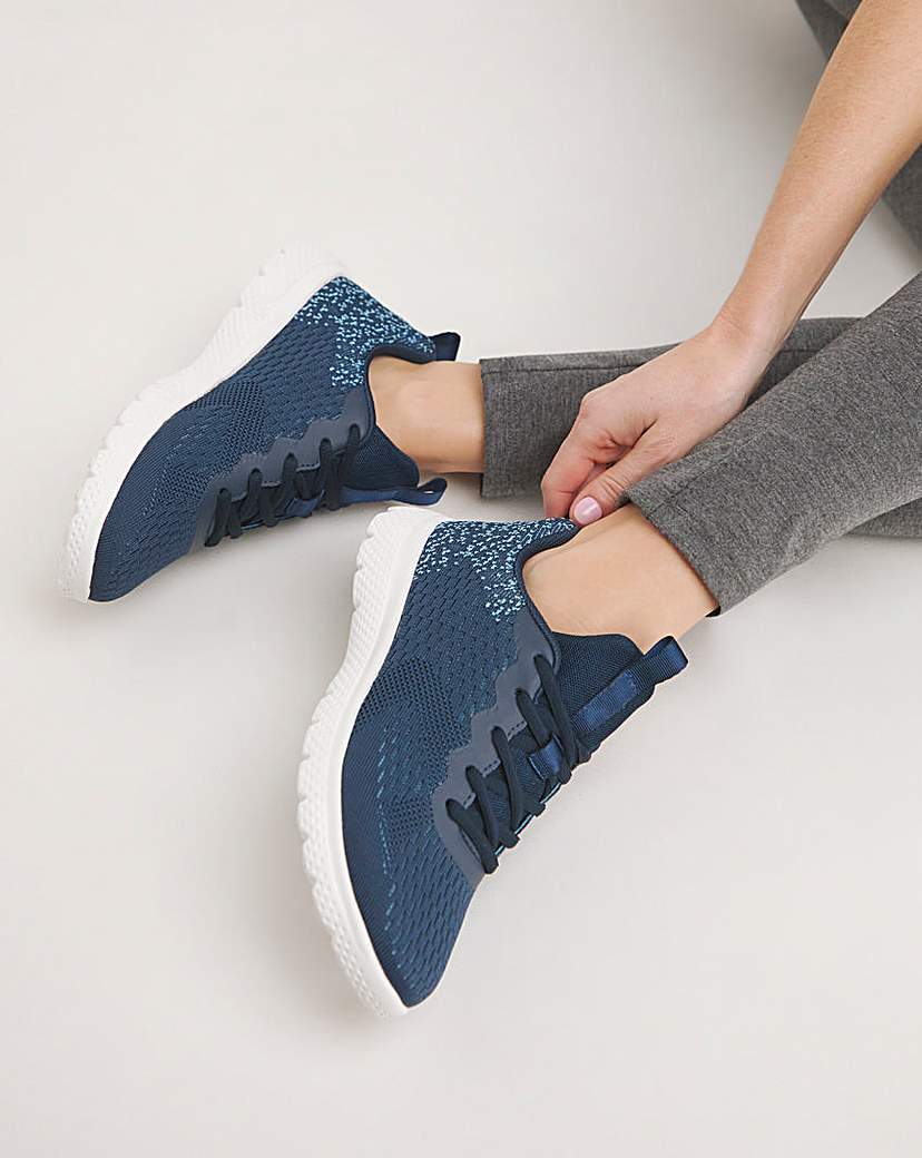 Cushion Walk Lace Up Trainers EEE Fit - Navy