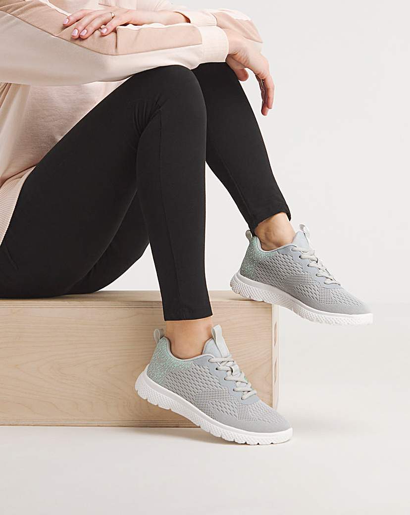 Cushion Walk Lace Up Trainers EEE Fit - Grey