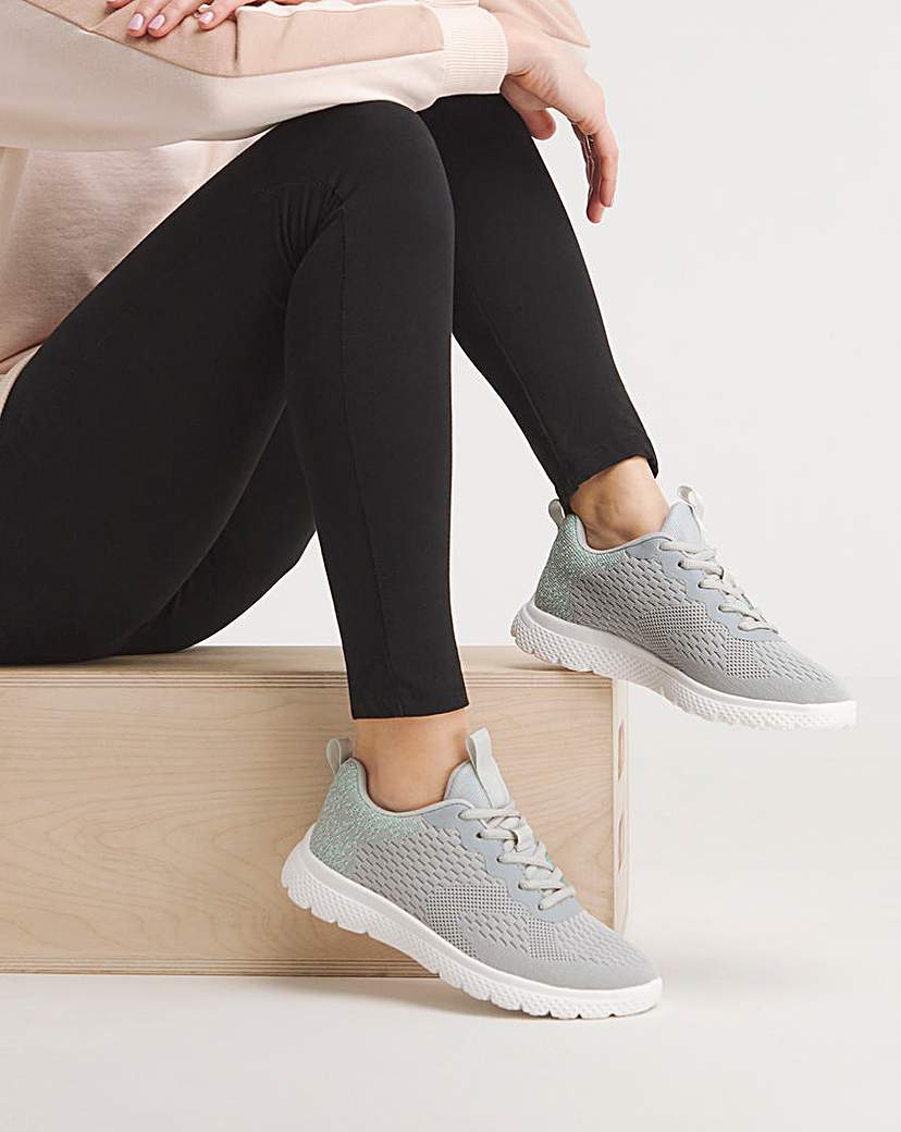 Cushion Walk Lace Up Trainers E Fit - Grey