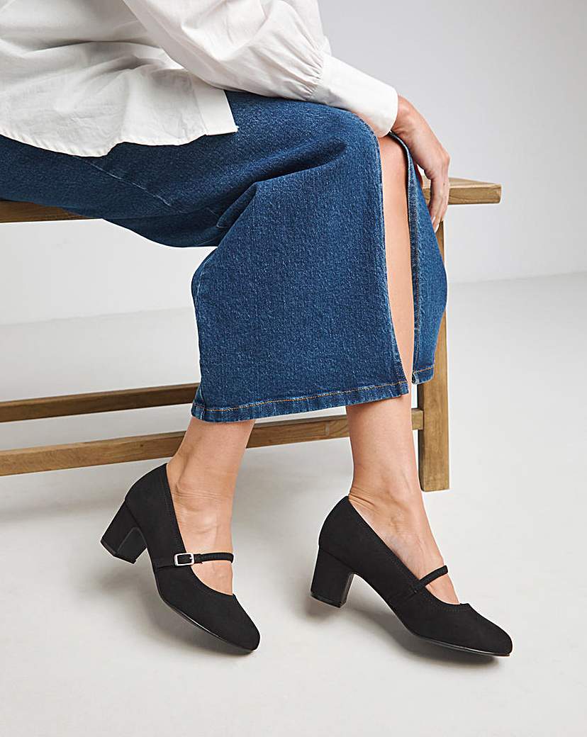 New In - Low Block Heel Mary Jane Wide Fit