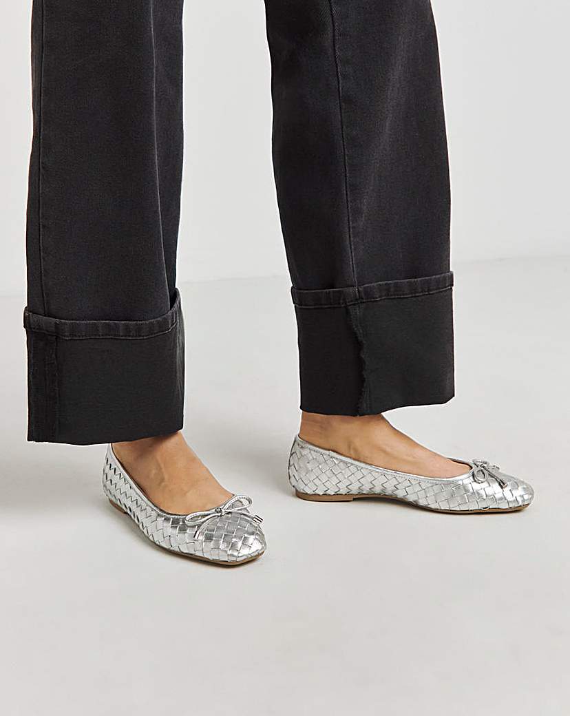 Woven Leather Ballerina Wide