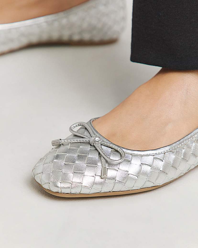 Woven Leather Ballerina Wide